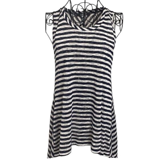 Coin 1804 yes, navy and white striped tank open/split back size M - Picture 1 of 8
